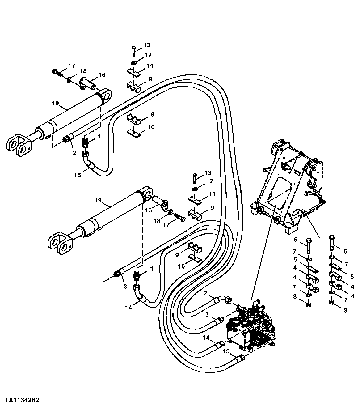 Loader Boom Hydraulic Lines For Lift Cylinder