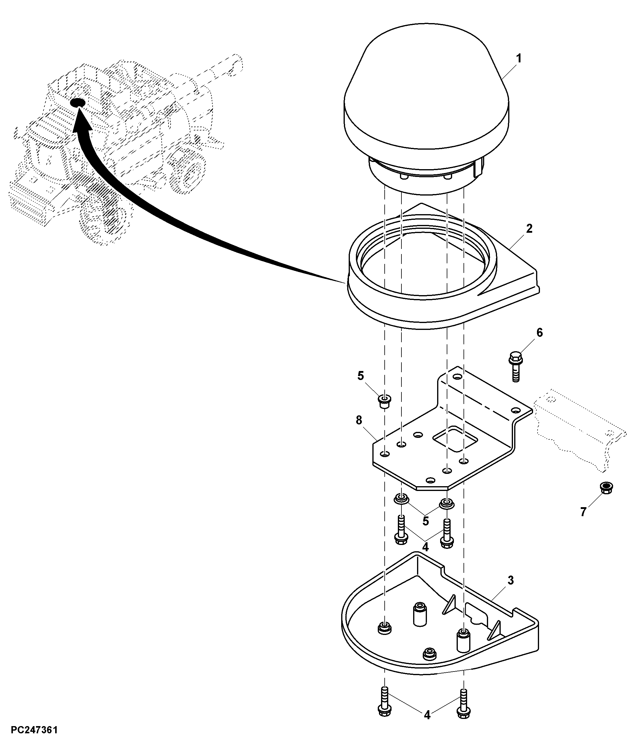 Position Receiver and Bracket, Combine ( - 299999)