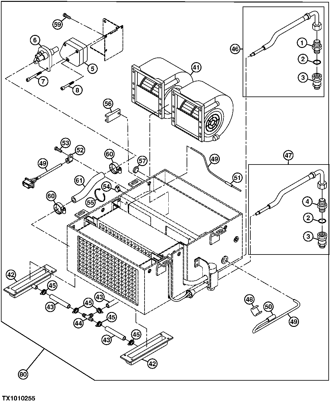 Heater Control Valve, Motor, Blowers, and Refrigerant Hoses