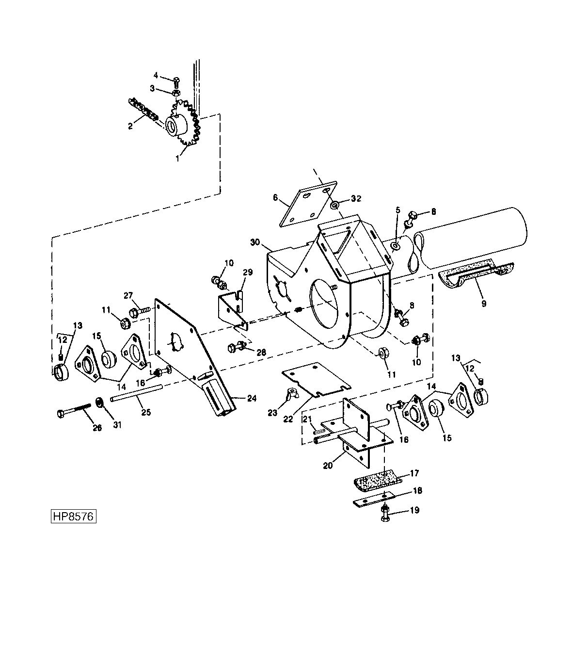 UPPER TAILINGS AUGER HOUSING AND PADDLE ASSEMBLY