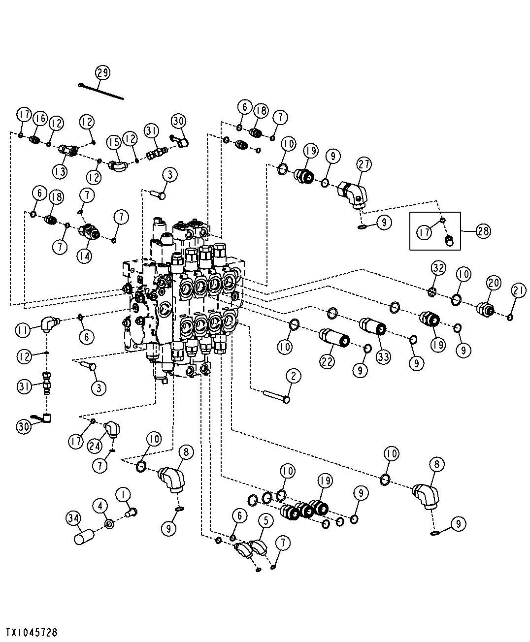 GRAPPLE CONTROL VALVE FITTINGS (PILOT) (DUAL FUNCTION)