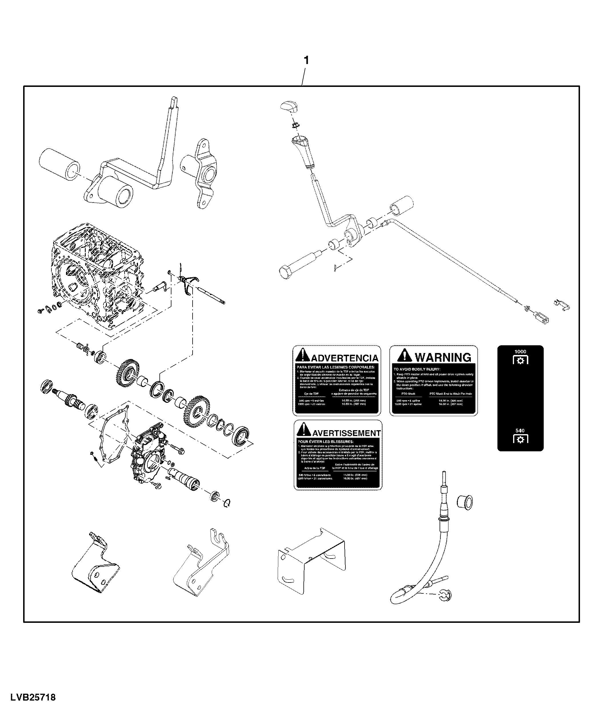 PTO, W/ Push Pull Cable, Mechanical 540 / 1000, Attachment