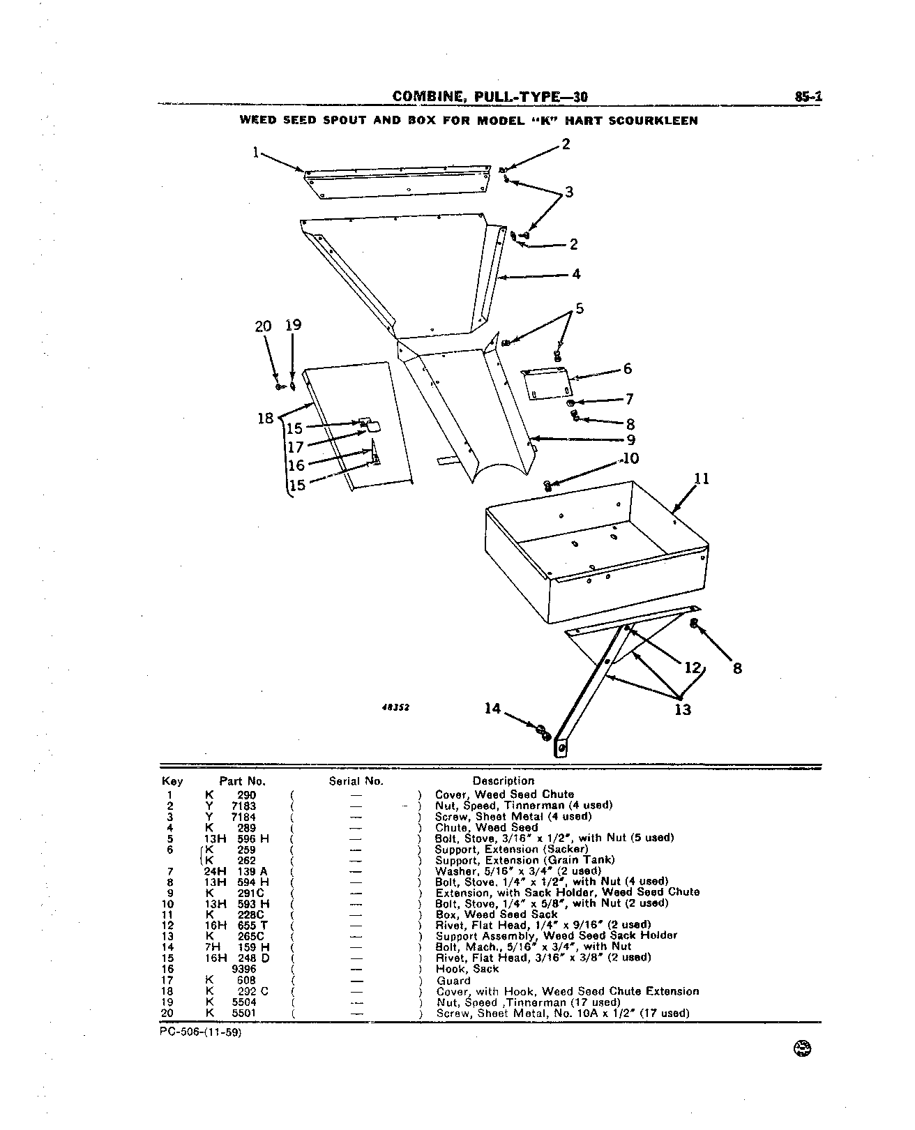 Hart ScourKleen, Model "K" Weed Seed Spout and Box