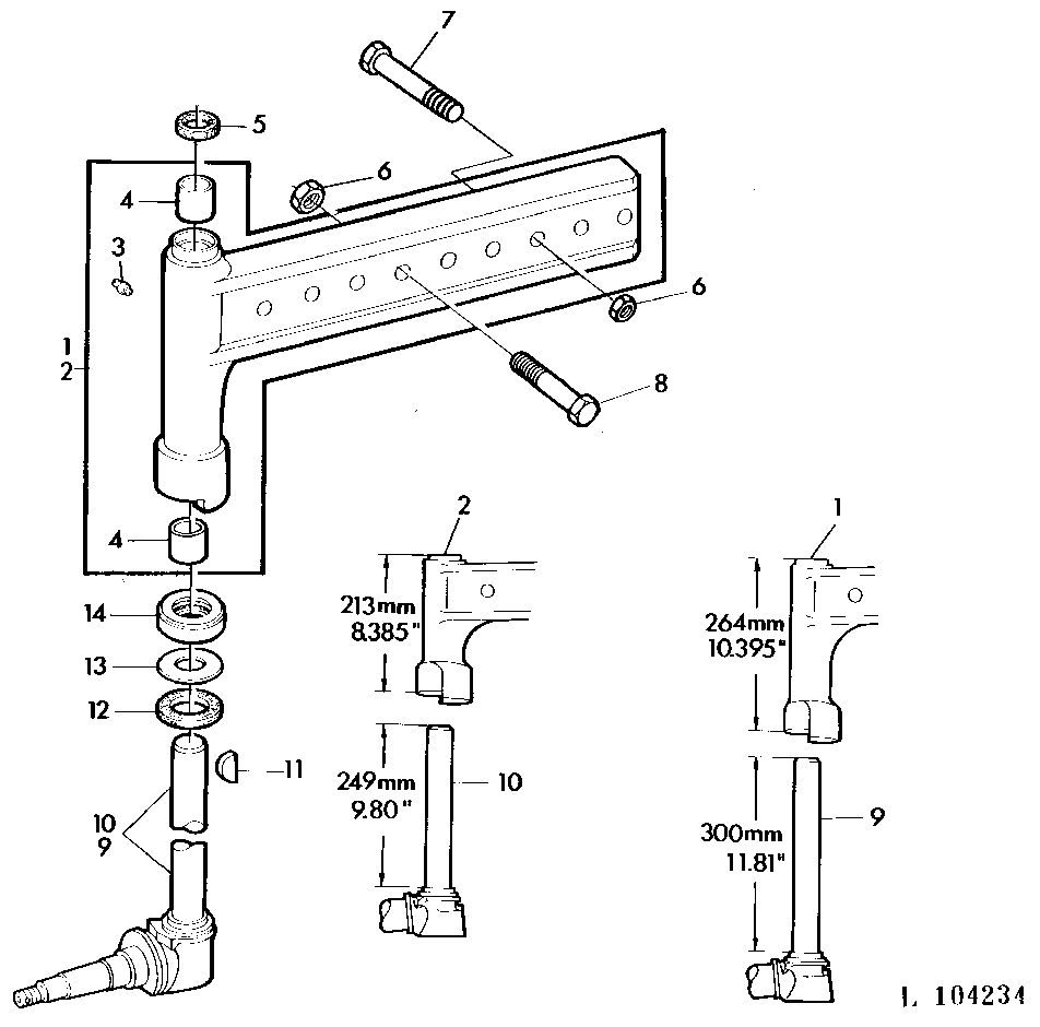 FRONT AXLE KNEE/SPINDLE KNUCKLE FOR SWEPT-BACK FRONT AXLE
