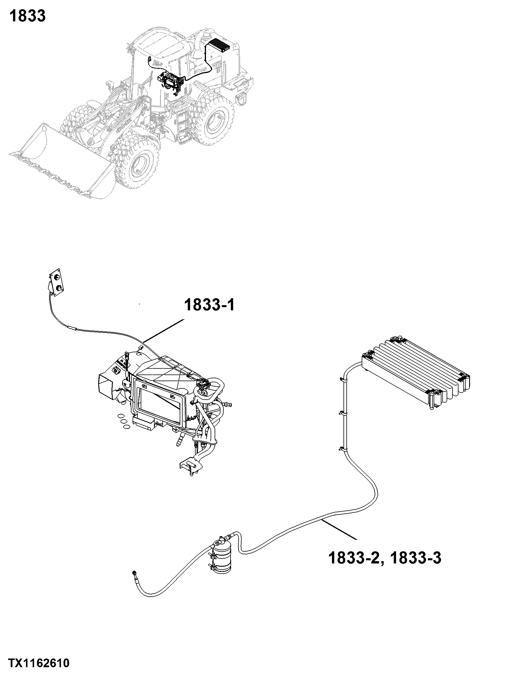 1833 Condenser, Evaporator & Lines