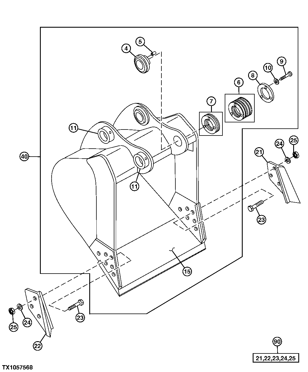 HEAVY DUTY HIGH CAPACITY BUCKET (SEE FOOTNOTE)