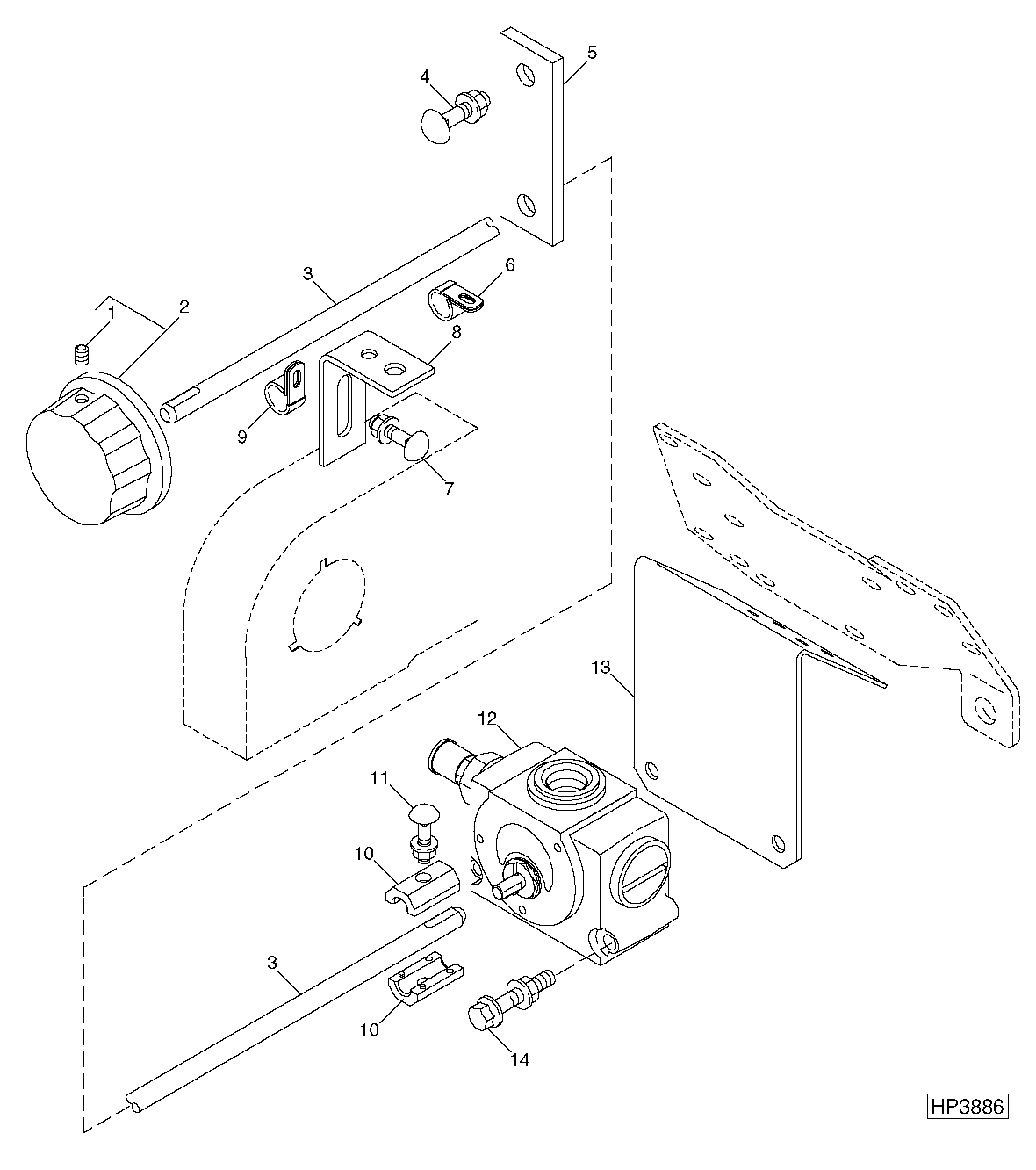 CHAFF SPREADER CONTROL, CHECK VALVE, ROD AND KNOB