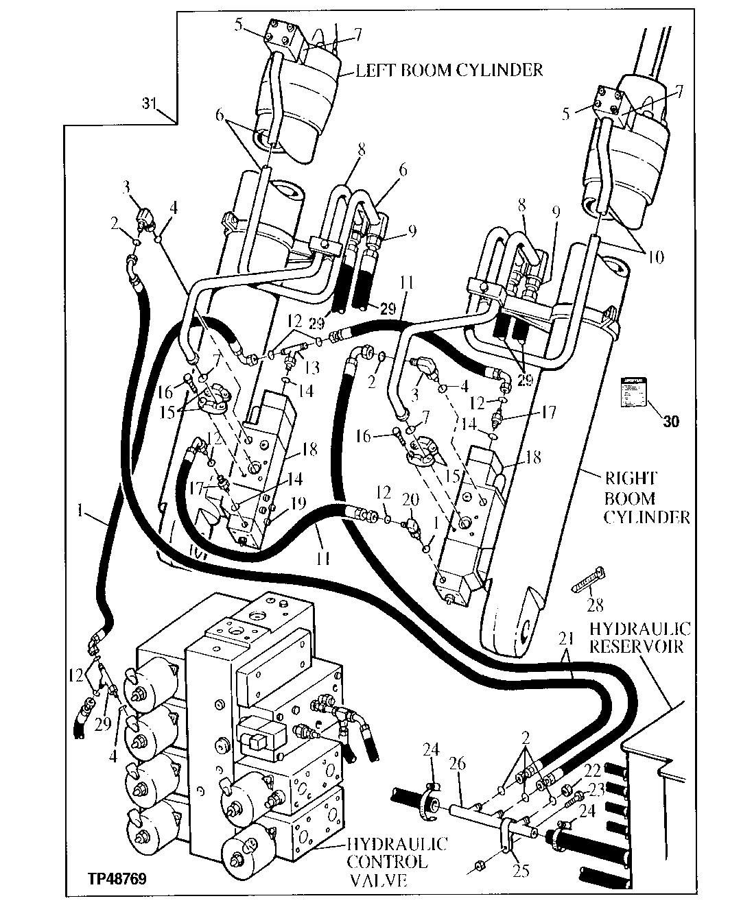 BOOM CYLINDER LOAD LOWERING VALVE HYDRAULICS