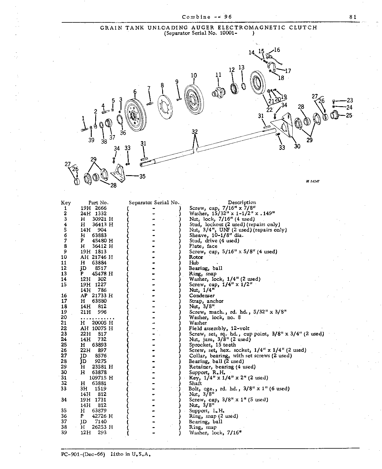 Grain Tank, Unloading Auger Electromagnetic Clutch, Loading and Unloading Augers (Continued)
