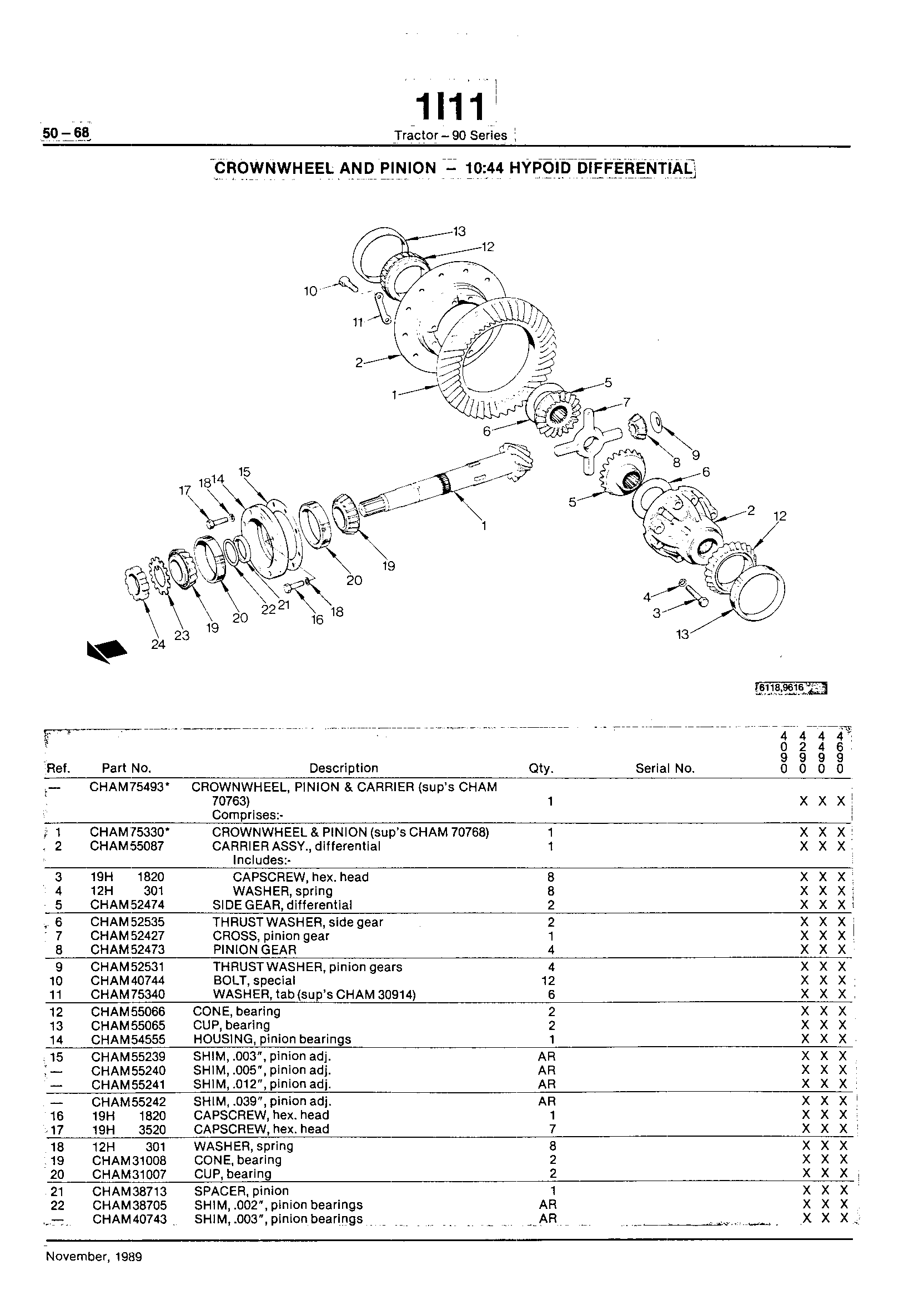 Power Train Crownwheel and Pinion (Continued)