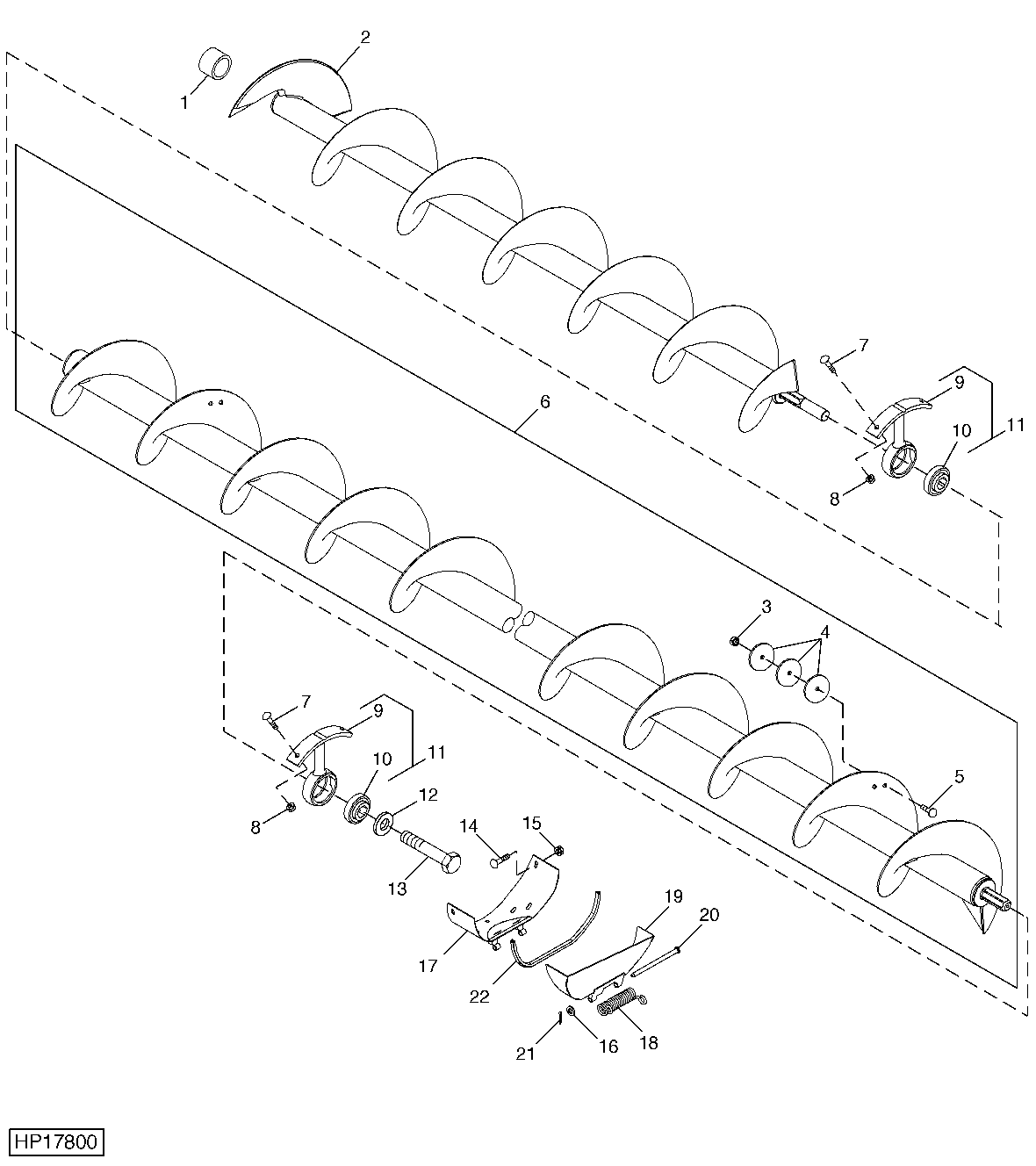 Horizontal Unloading Auger, 18.5 and 21.5 FT.