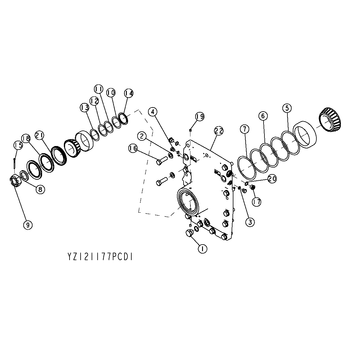YZ121177 AXLE HOUSING AND SHAFT(1400)REAR-SWEDA(848H);CODE E2- ORDER CODE 1512