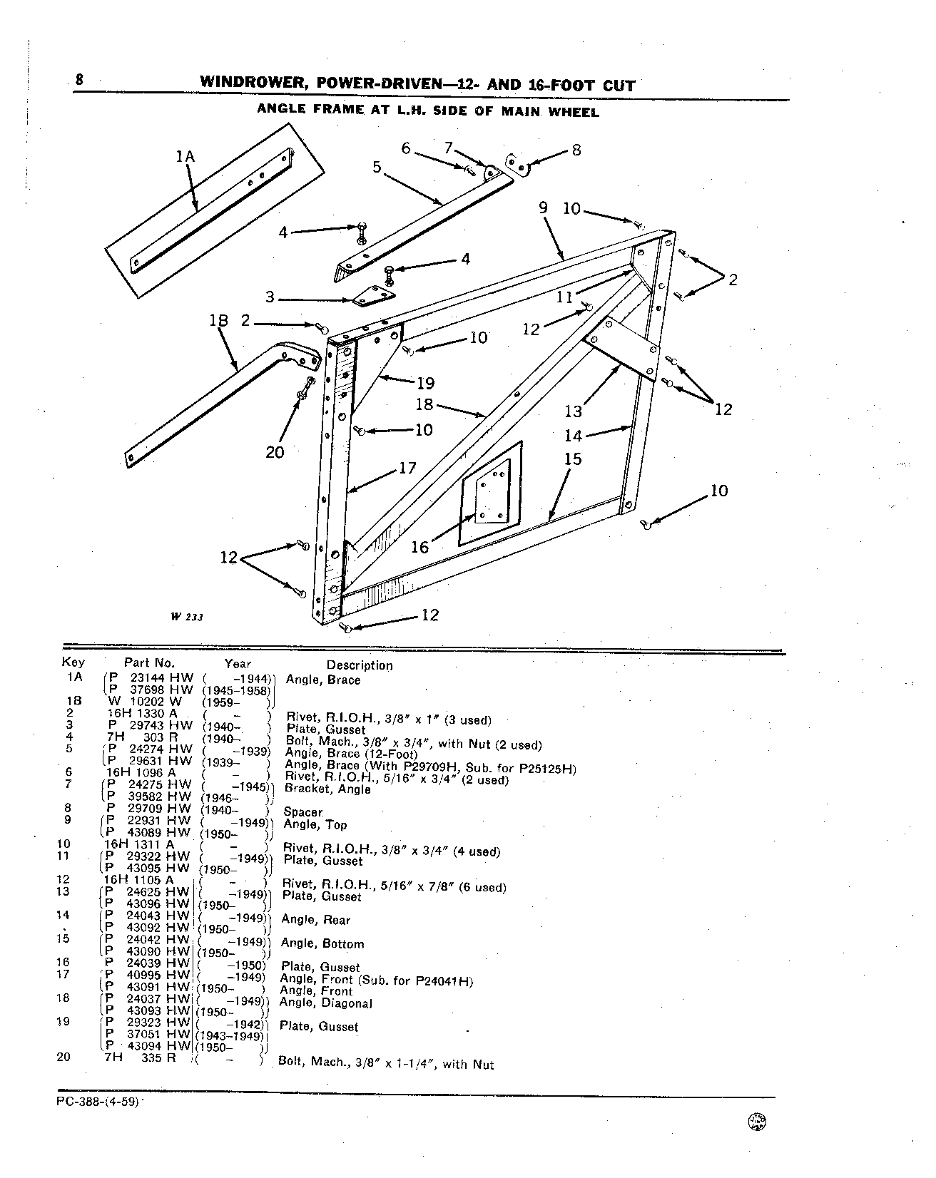 Frame, Angle, at L.H. Side of Main Wheel