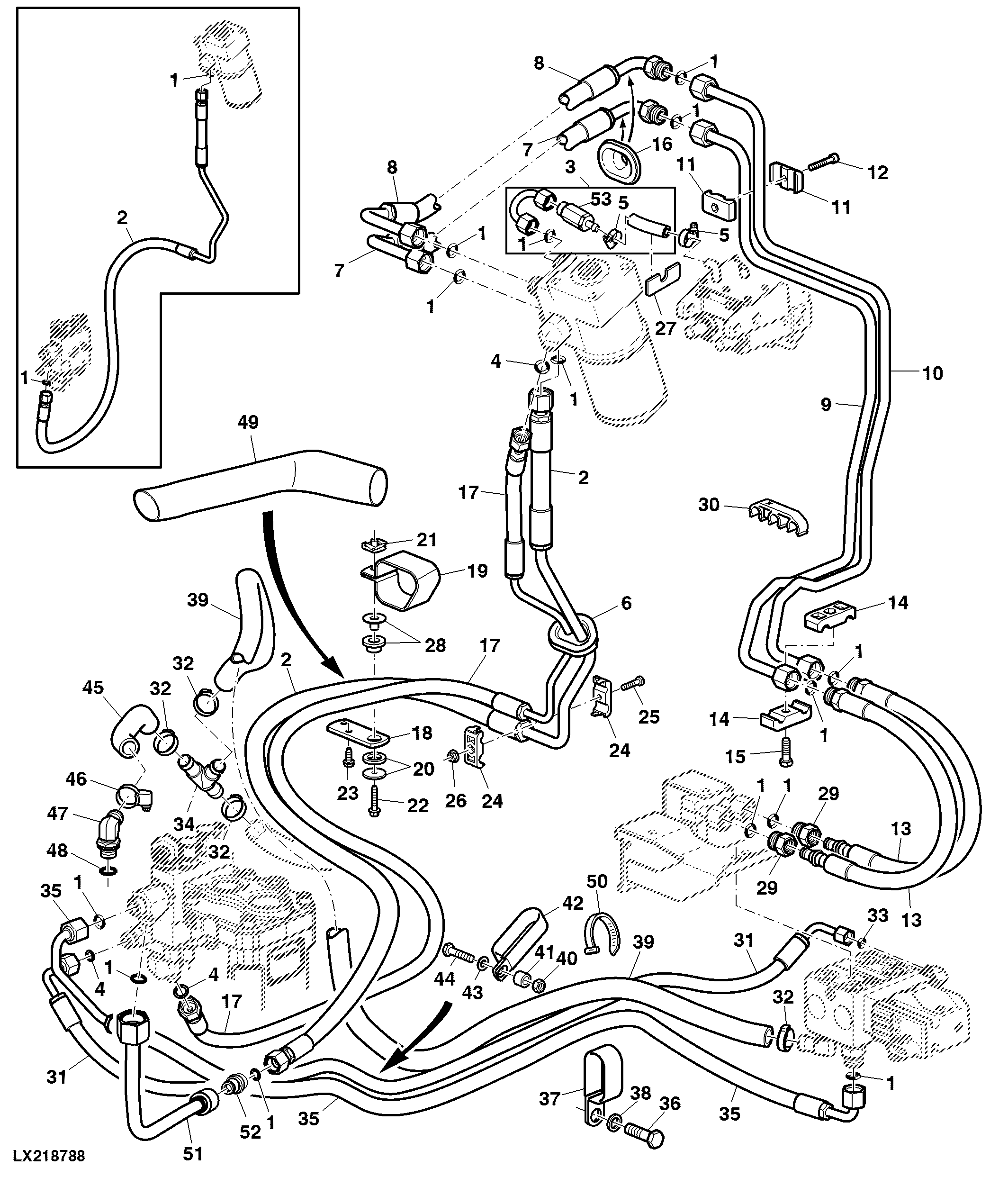 HYDROSTATIC STEERING OIL LINES (WITH AUTOTRAC)