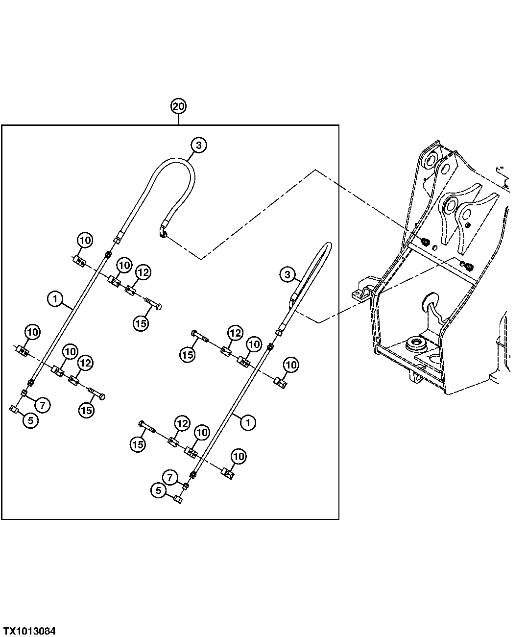 Front Auxiliary Hydraulic Lines, Hoses and Clamps