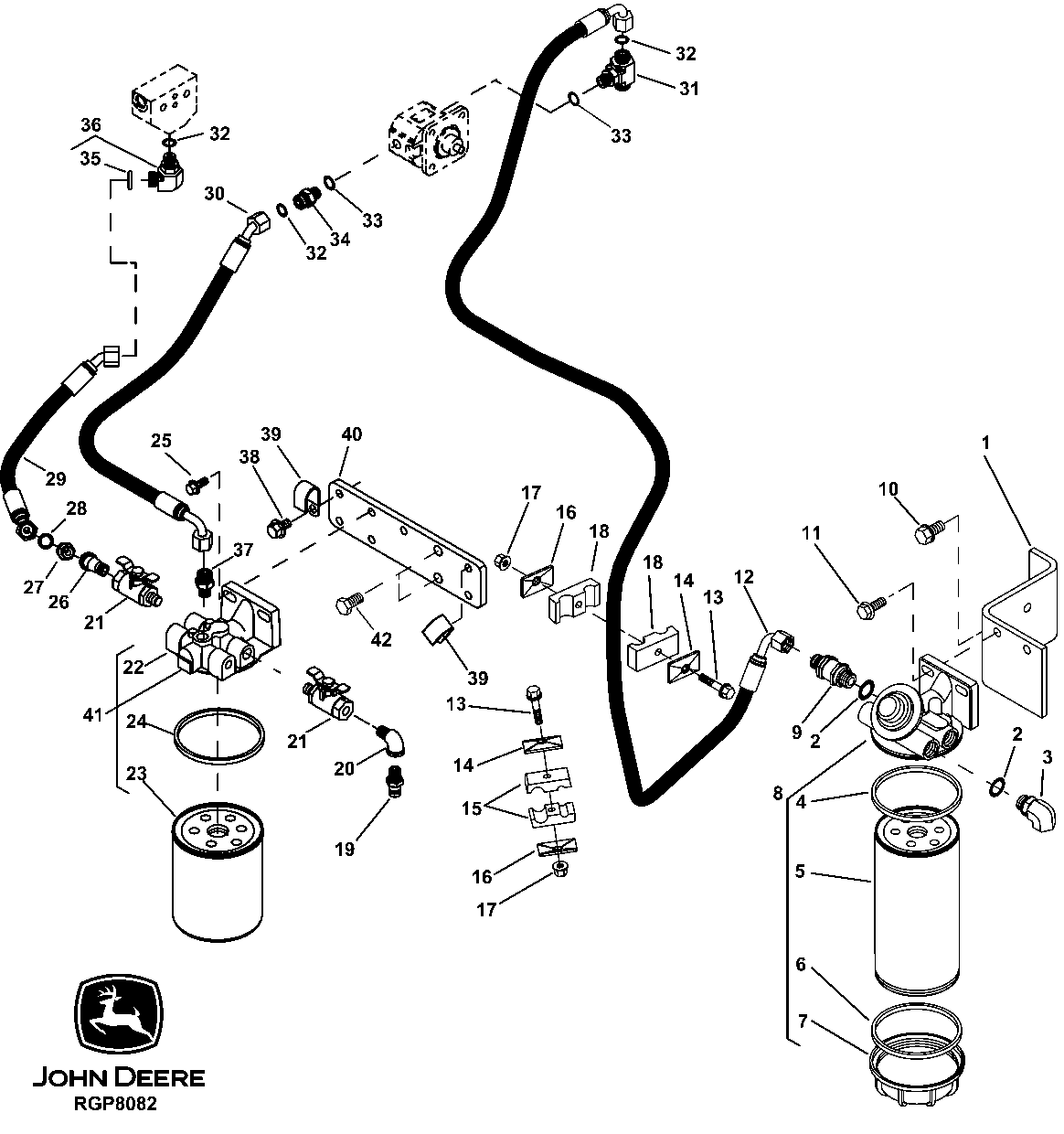 FUEL FILTER (PRIMARY/SECONDARY) AND HOSES (ESN 010625- ) (ADW) (010625 - )