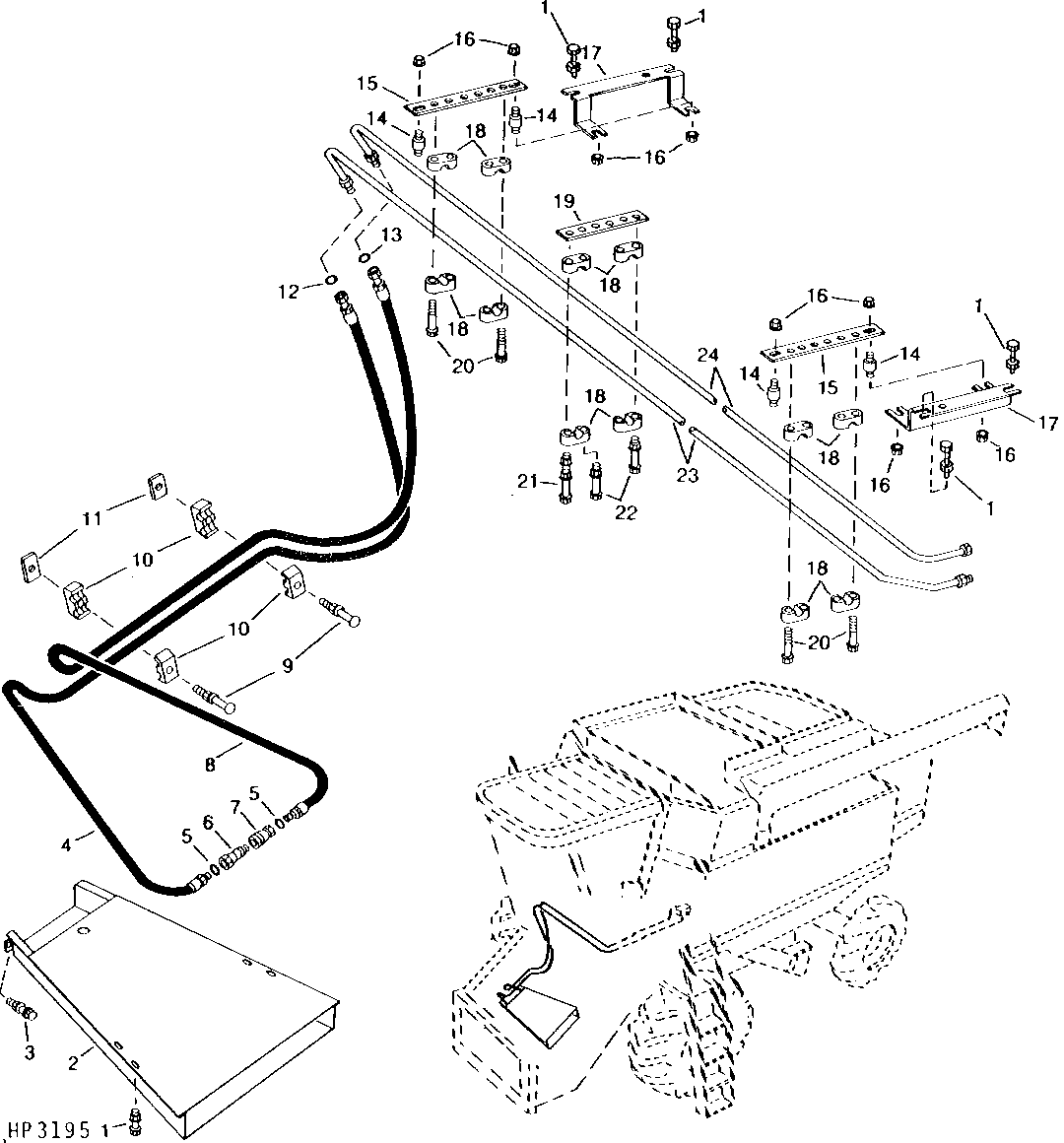 REEL DRIVE HYDRAULIC LINES AND HOSES, FRONT