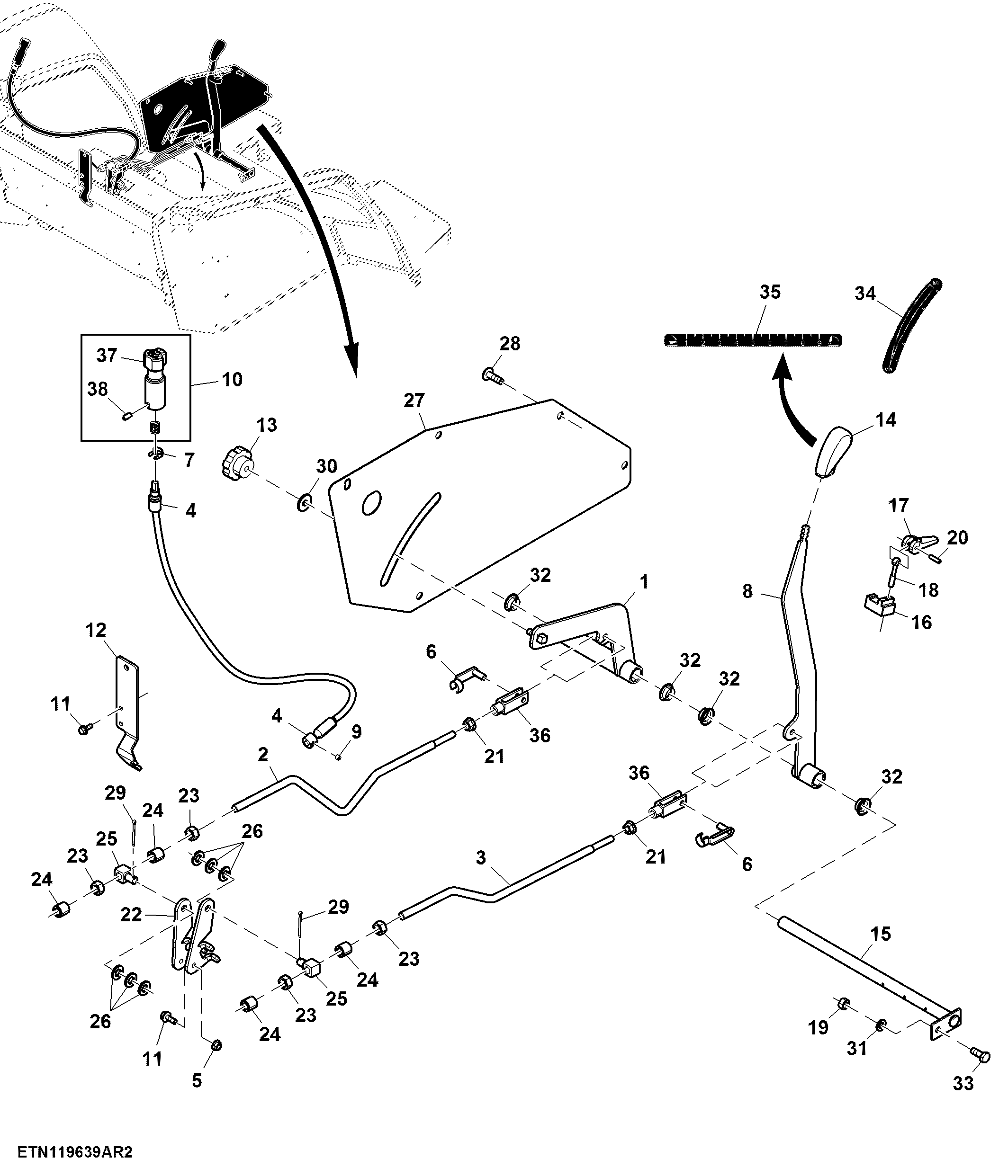 Rockshaft Control Lever W/ Draft and Hitch Control