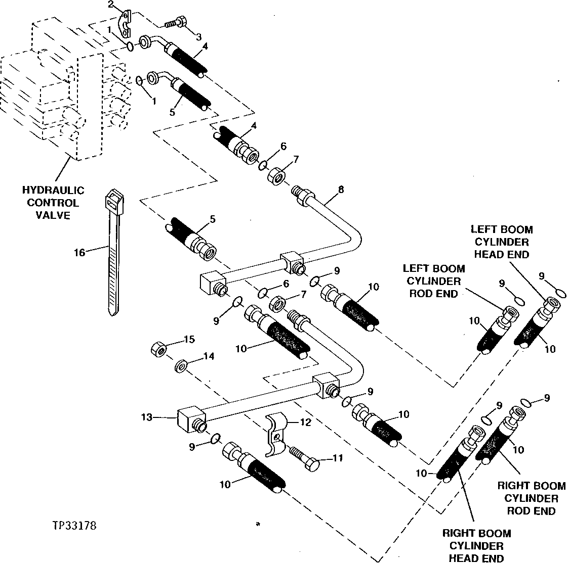BOOM CYLINDER TO CONTROL VALVE LINES ( - 553935)