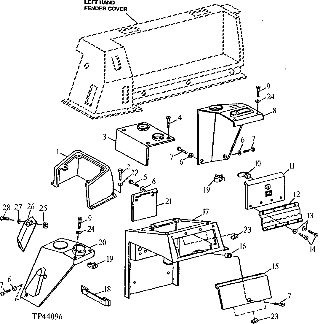 SIDE INSTRUMENT PANEL HOUSING, LOADER LINKAGE COVER AND STABILIZER LINKAGE COVER