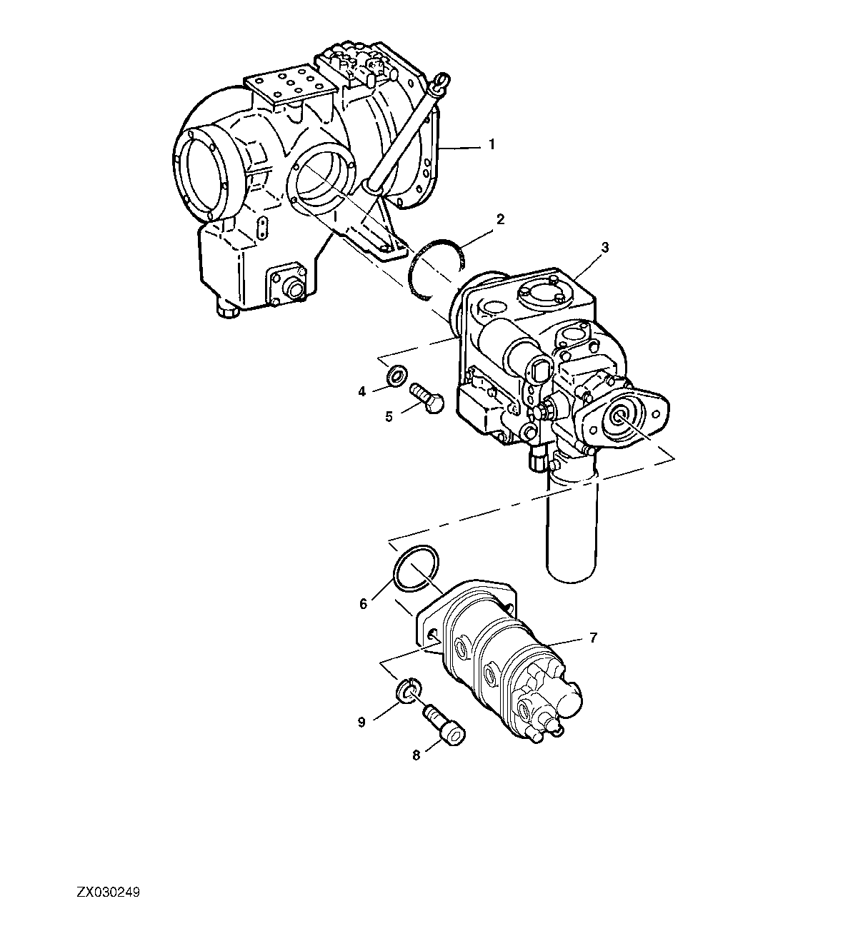 Engine Gear Case, Hydrostatic Drive Pump (Main Hydraulic Pump Connecting Hardware)