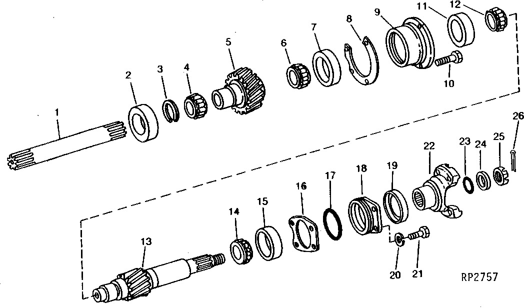 LOWER TRANSMISSION INPUT GEAR AND PTO DRIVE PINION