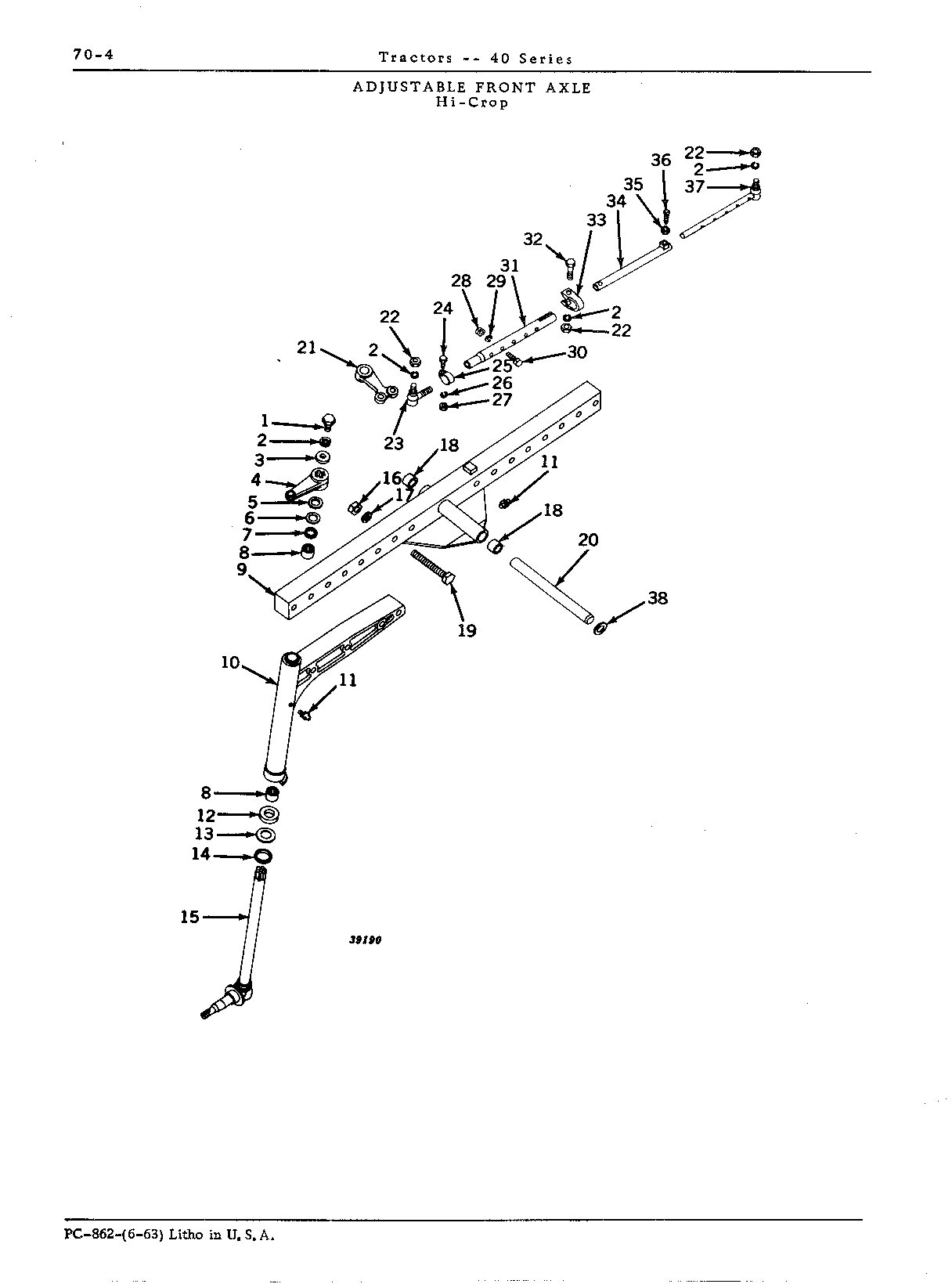 Adjustable front axle (H)