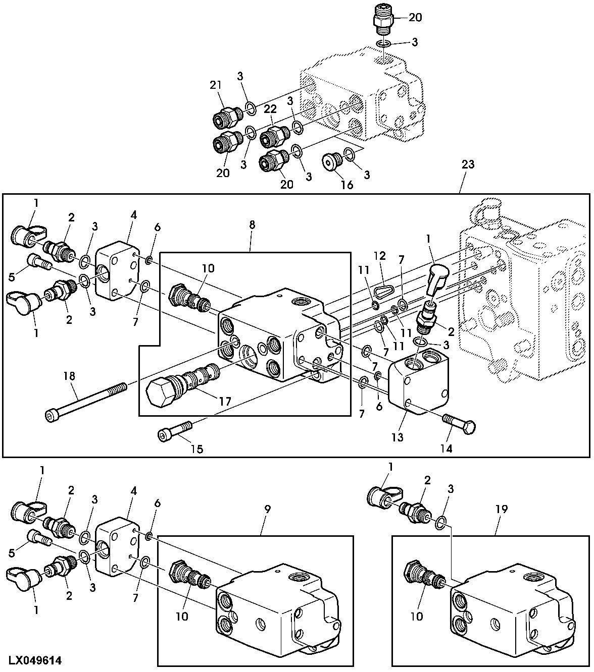 CONTROL BLOCK PRIORITY 2 (HYDRAULIC PUMP 28/45 CM3) (OPEN OPERATOR'S STATION)