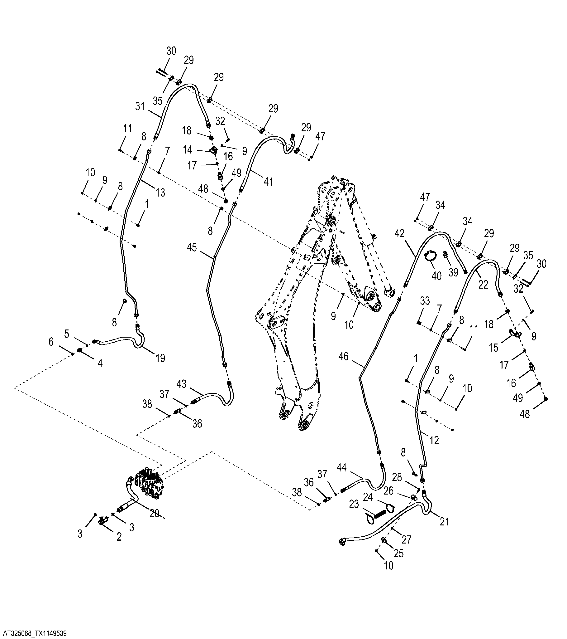 Bucket Cylinder and Auxiliary Hydraulics, Standard Dipperstick