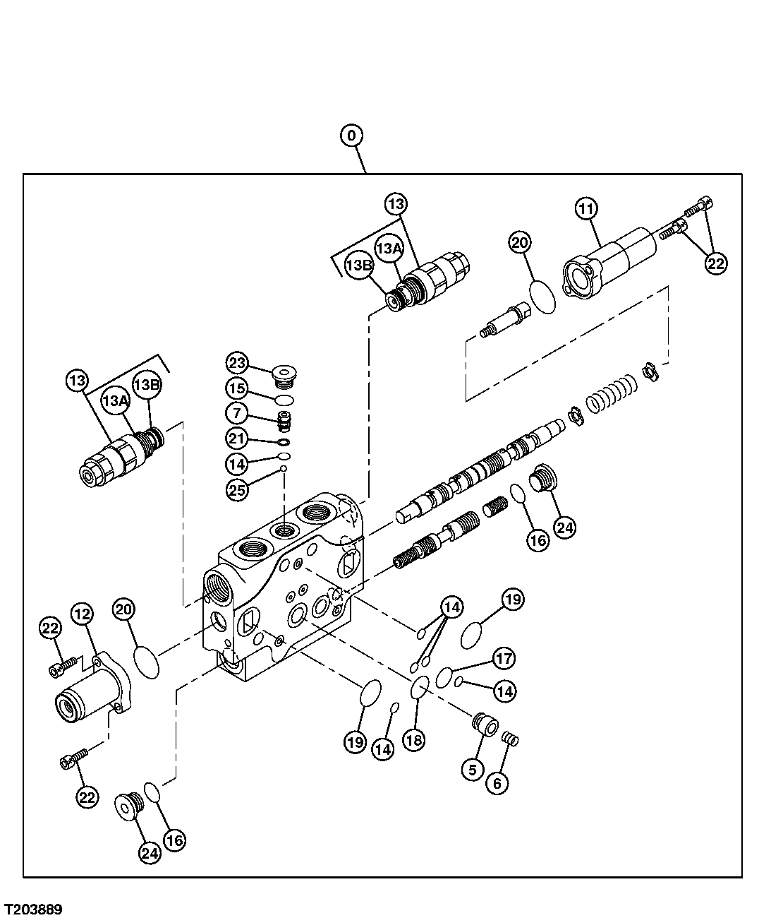 MAIN CONTROL VALVE COMPONENTS - BUCKET SECTION