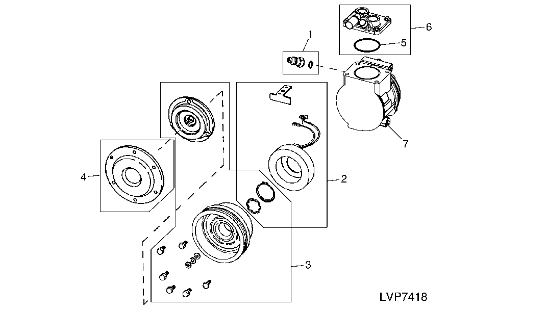 COMPRESSOR / MANIFOLD / DUST COVER / CLUTCH / STATOR