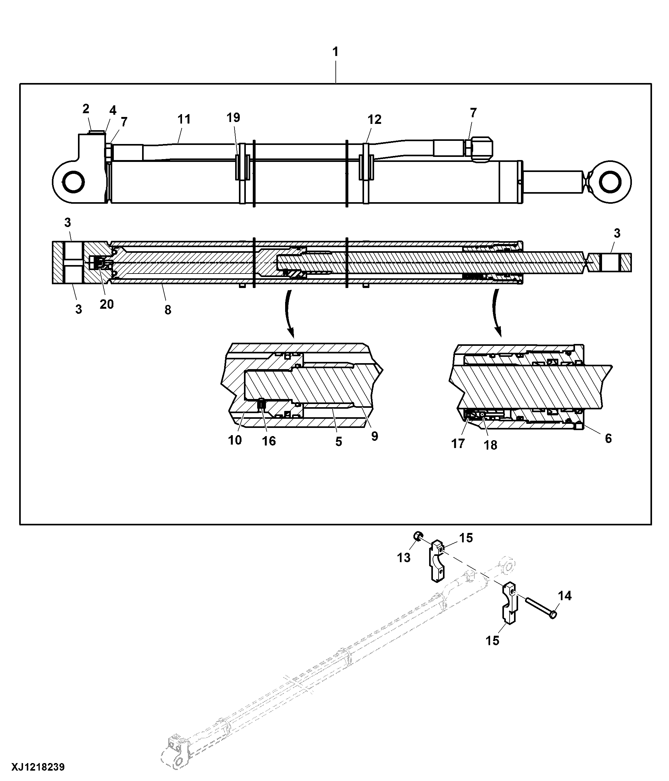 Components, Hydraulic Cylinder, Extension Boom, CF885