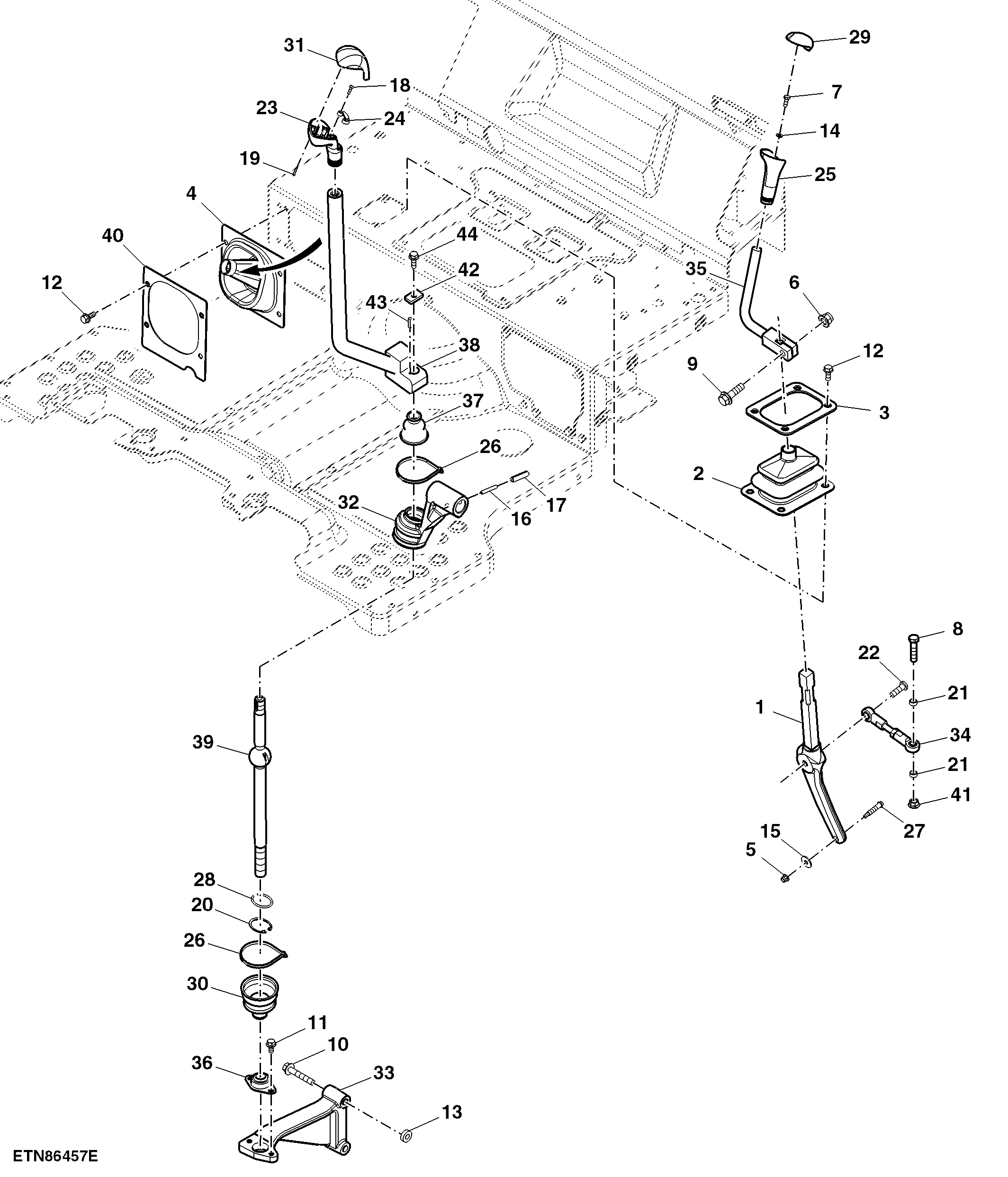 Range and Gear Shift Lever, PowrReverser™ / PowrReverser™ Plus, OOS