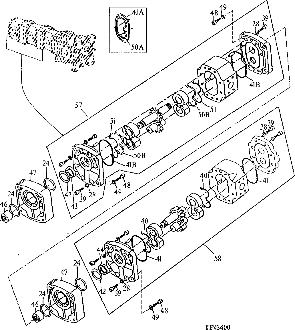 PUMP, BRAKE AND HI-LO TRANSMISSION (000307 - )