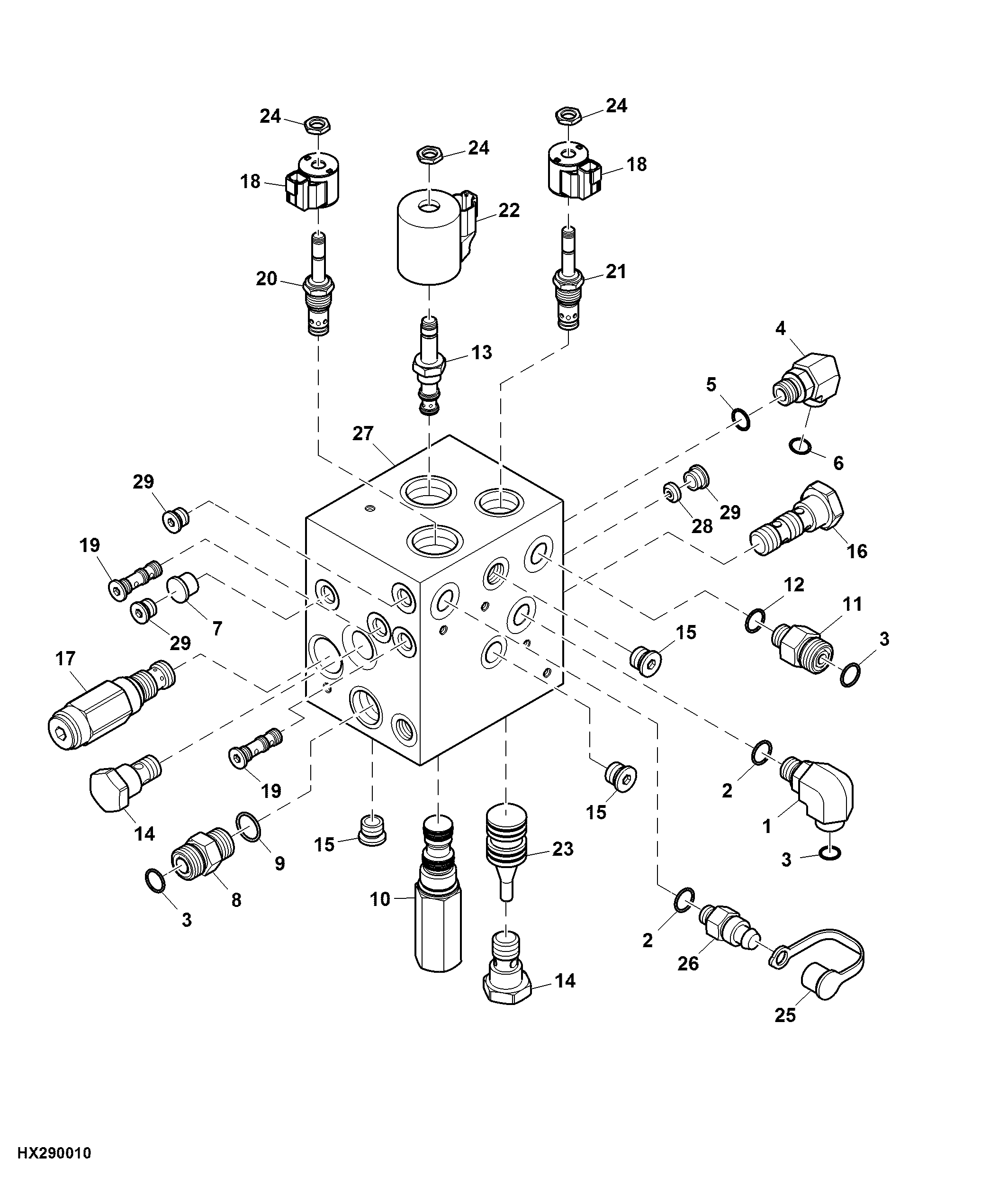 Feeder House Reverser Flow Control Valve W/ Push Button Shift Transmission, Final Tier 4