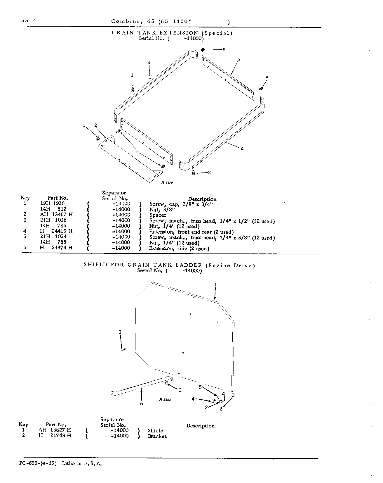 Grain Tank, Loading and Unloading Augers, and Ladder (Continued)