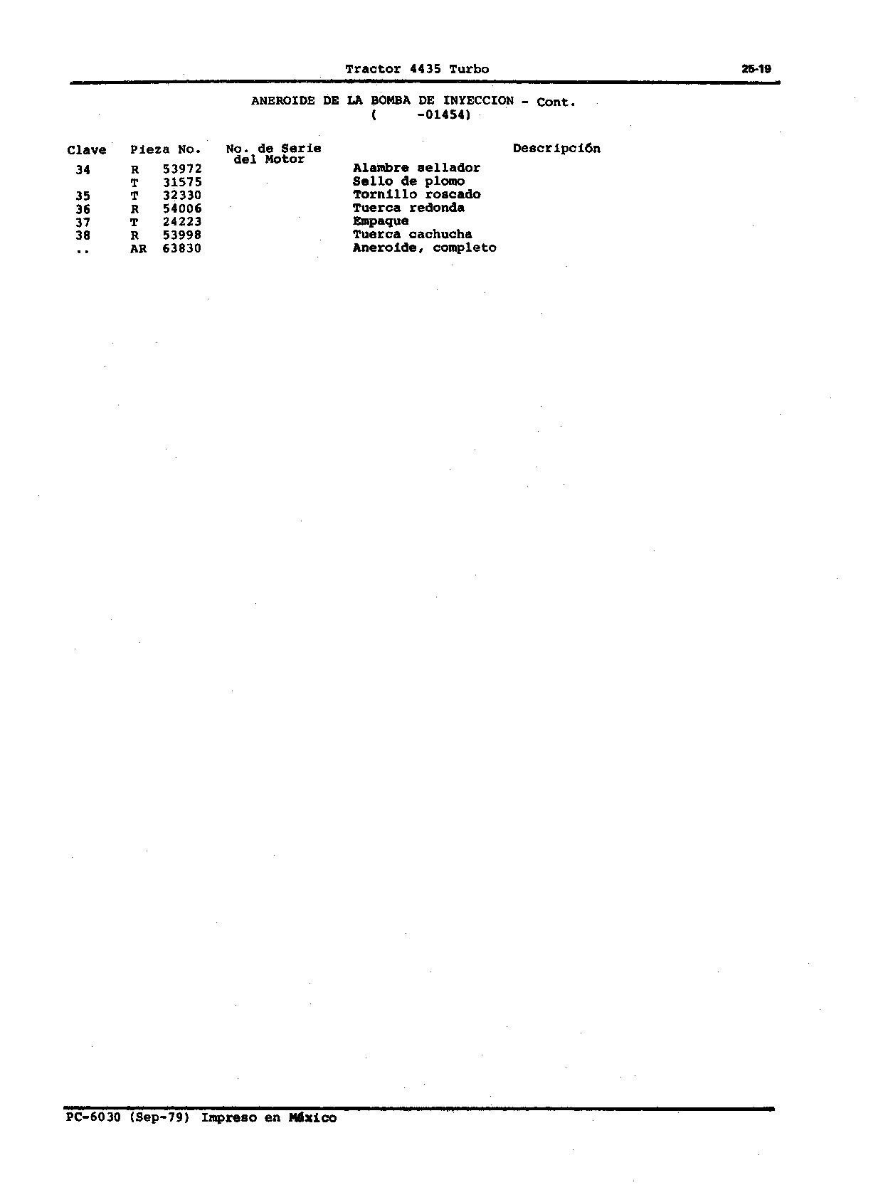 Bomba de Inyeccion de Combustible ( -01454) Aneroide (Continued)