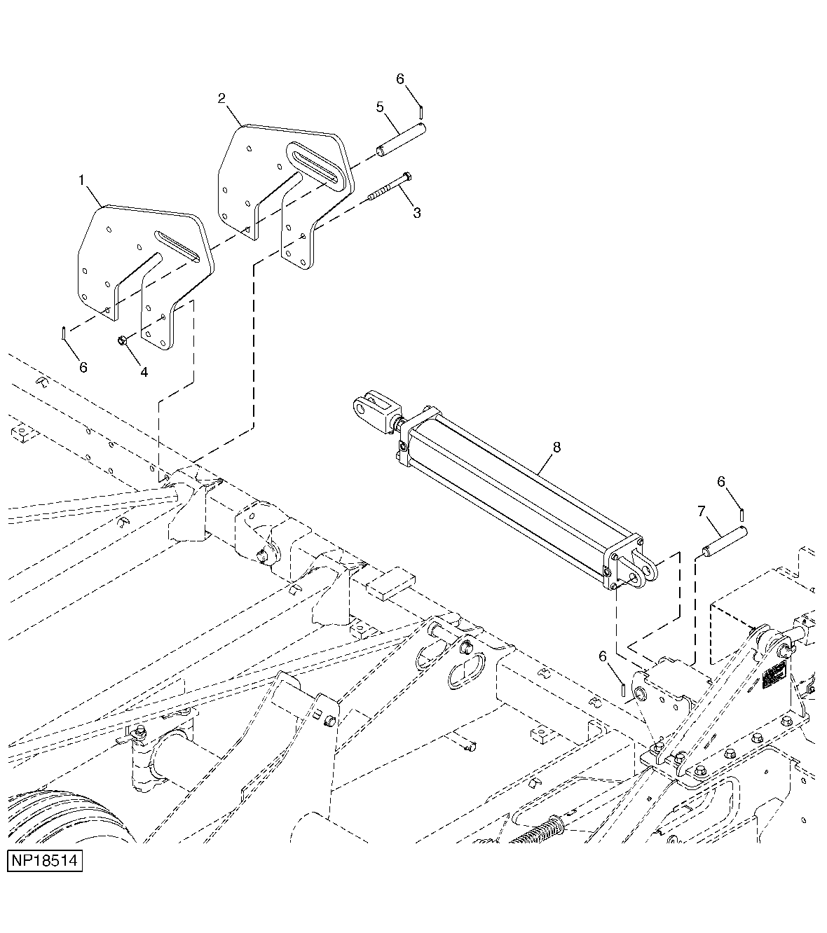 Wingfold hinge assembly (l.h. Illustrated) 13-row (2001 - )