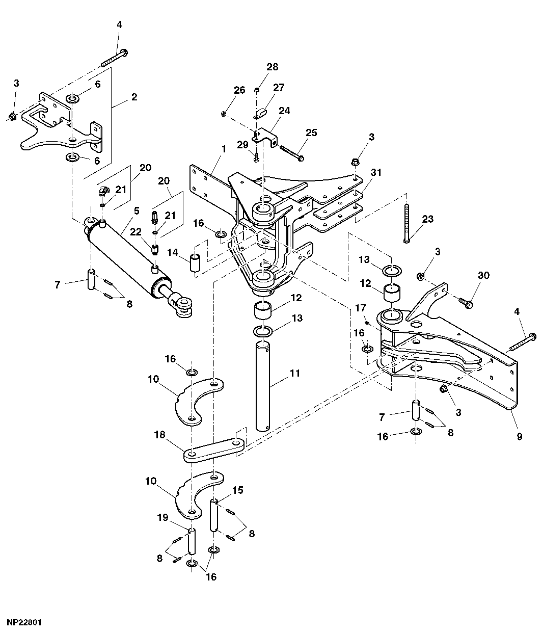 Wingfold Hinge Assembly (Lh Front Illustrated) (23-Row)