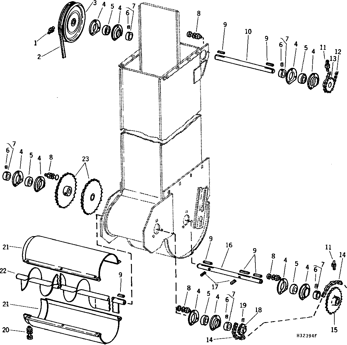 DIP AND POUR ELEVATOR LOWER AUGER AND UPPER COUNTERSHAFT