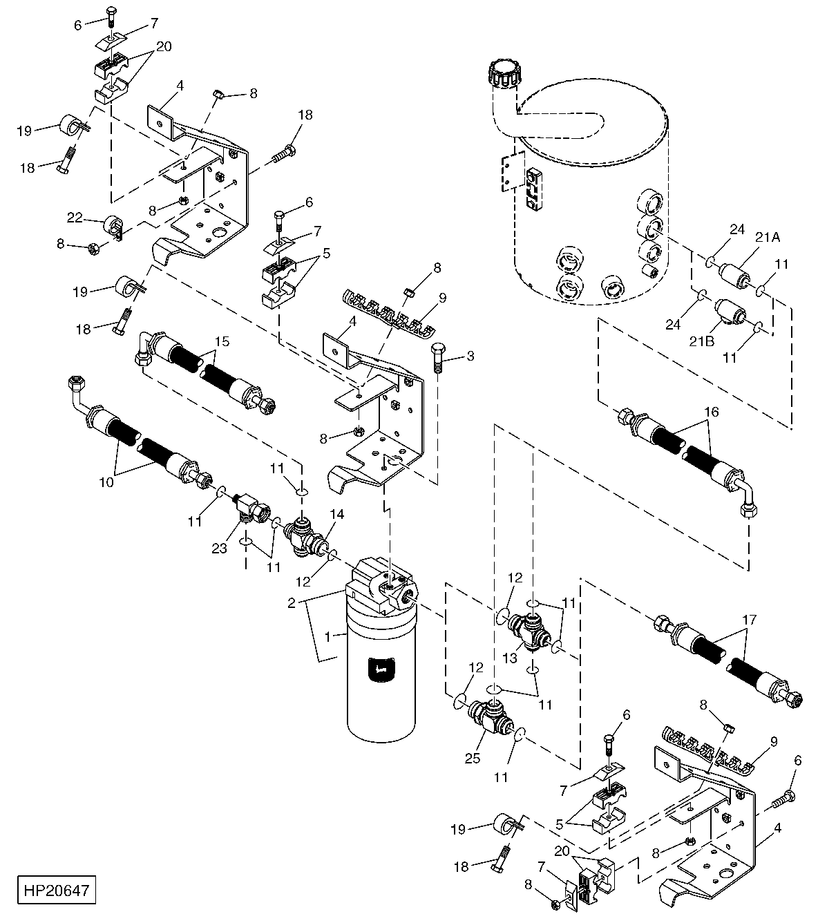 Main Hydraulic Filter Assembly And Hoses, Bundle Supports