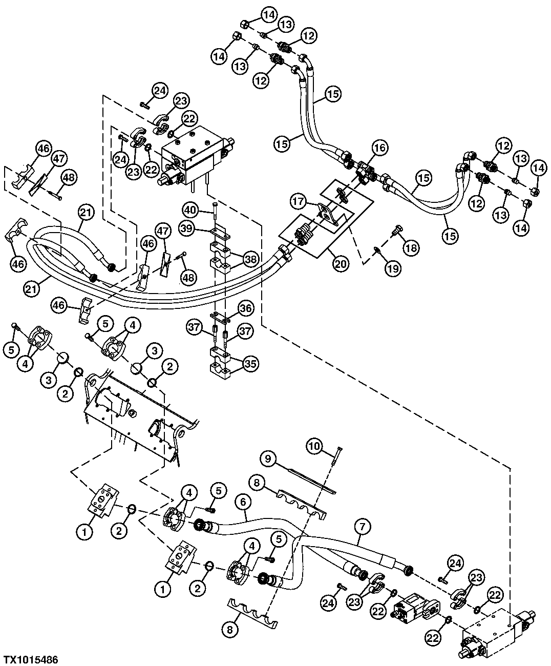 Front and Rear Auxiliary Hydraulic Control, Hoses and Fittings