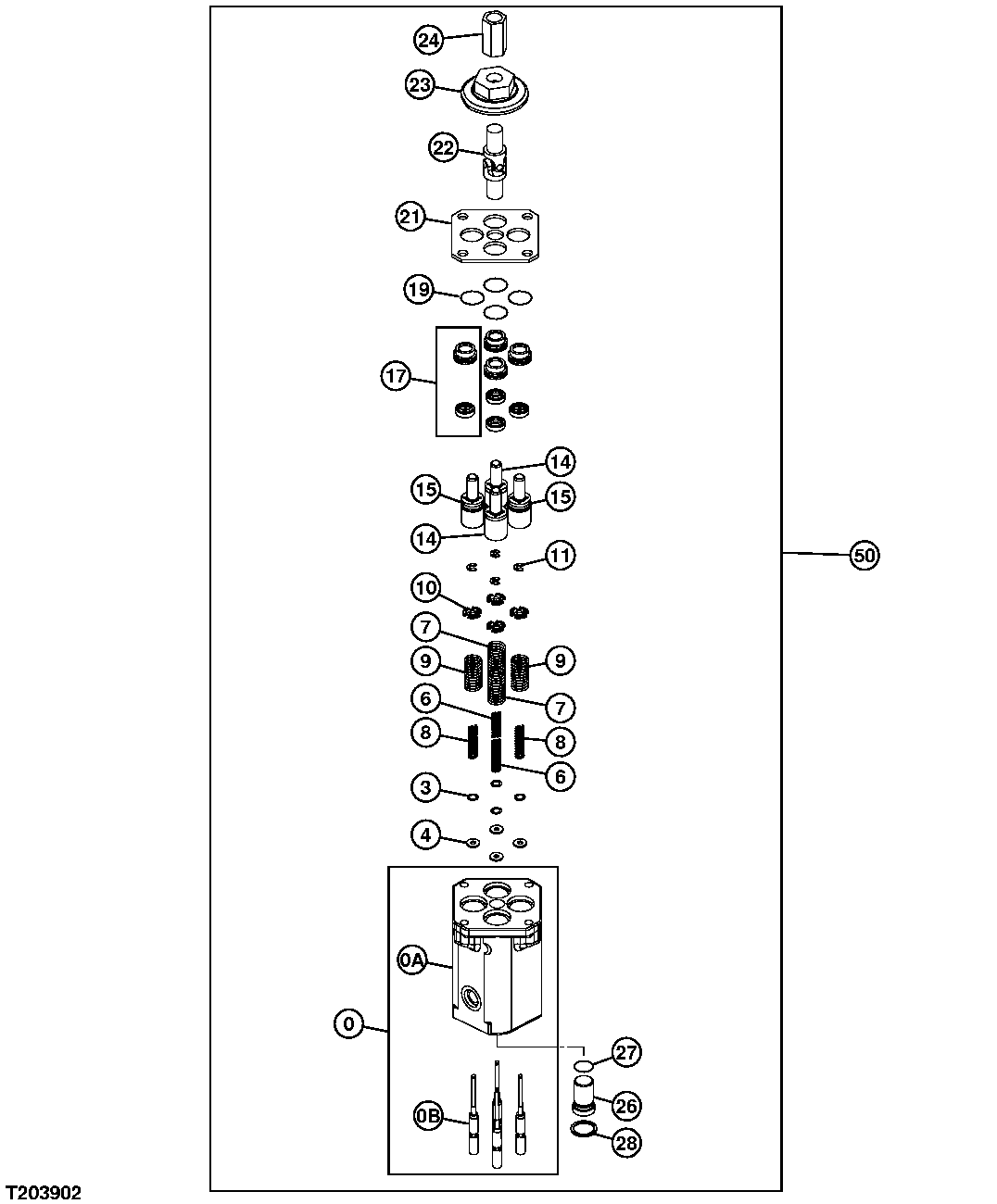 PILOT CONTROLLER VALVE COMPONENTS (FRONT, SWING)