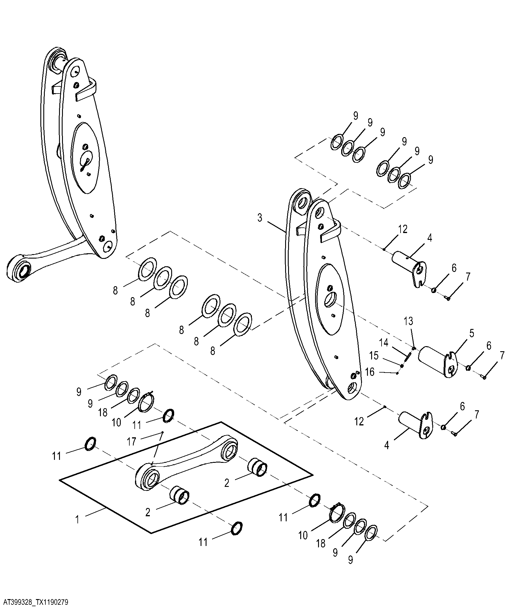 Loader Boom Linkage (Manual Lube), High Lift