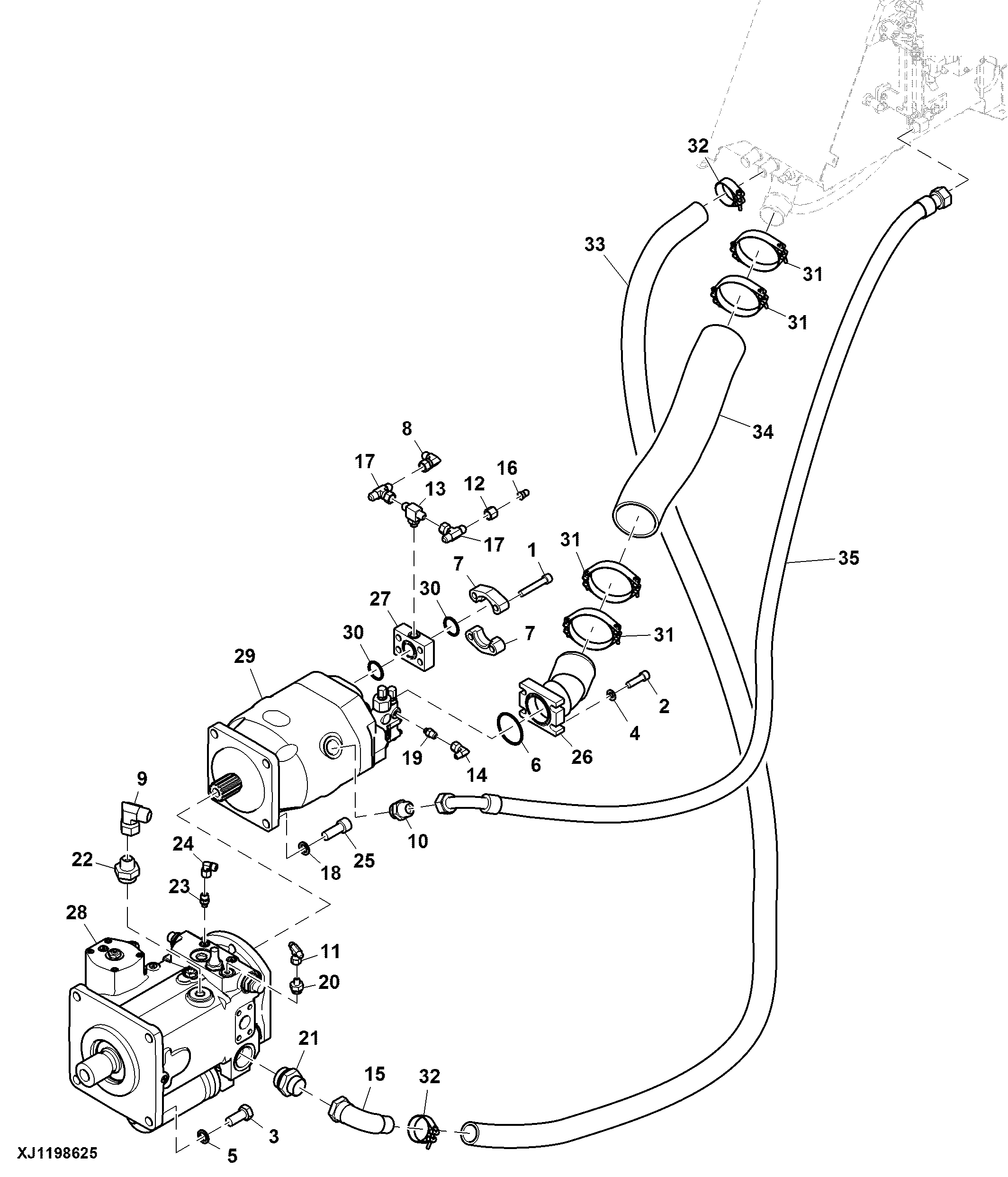 Hydraulic Drive Pump and Work Pump Mounting