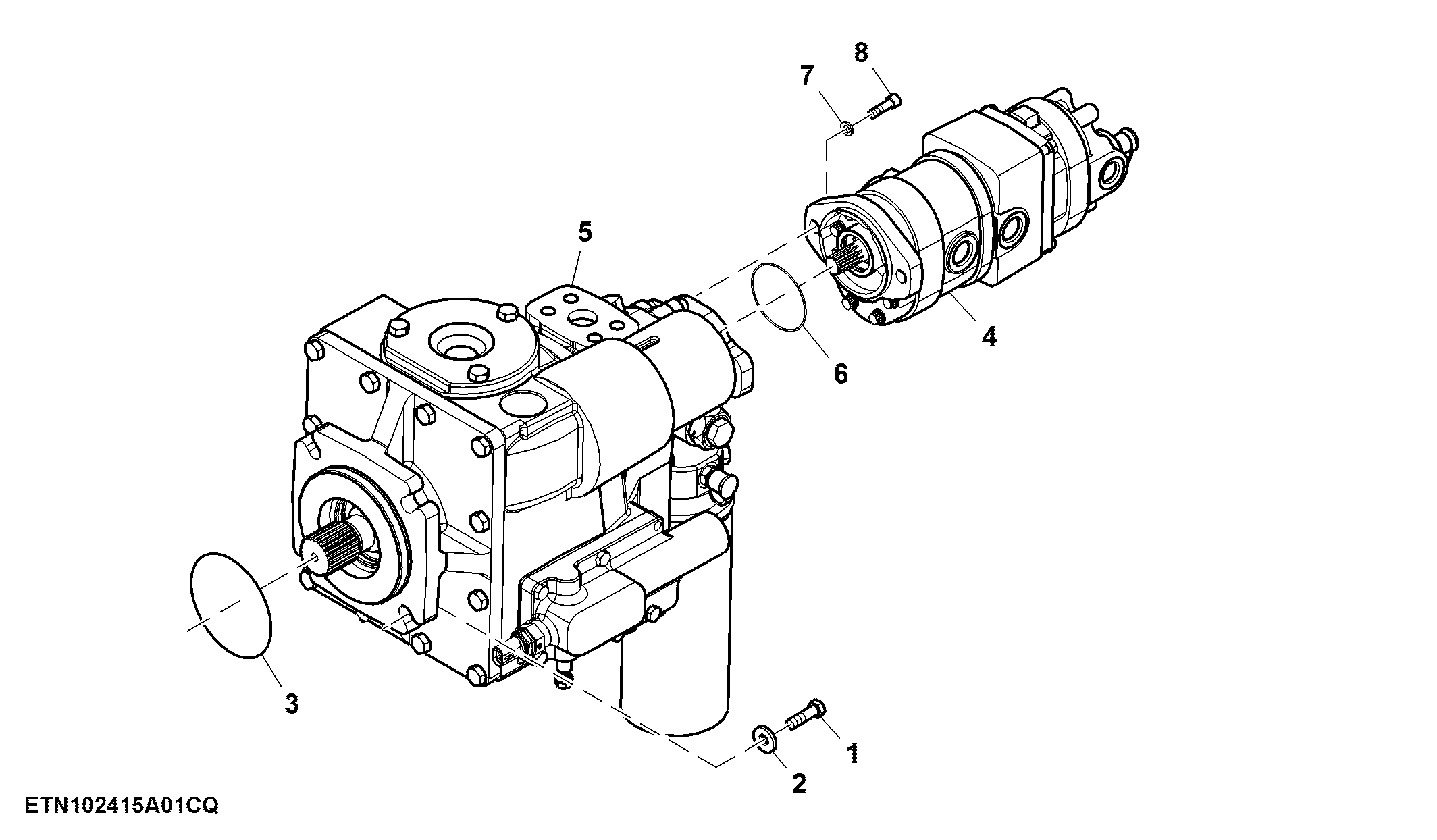 Hydraulic Pump, W/O Automatic Feed Rate and Push Button Shift Transmission