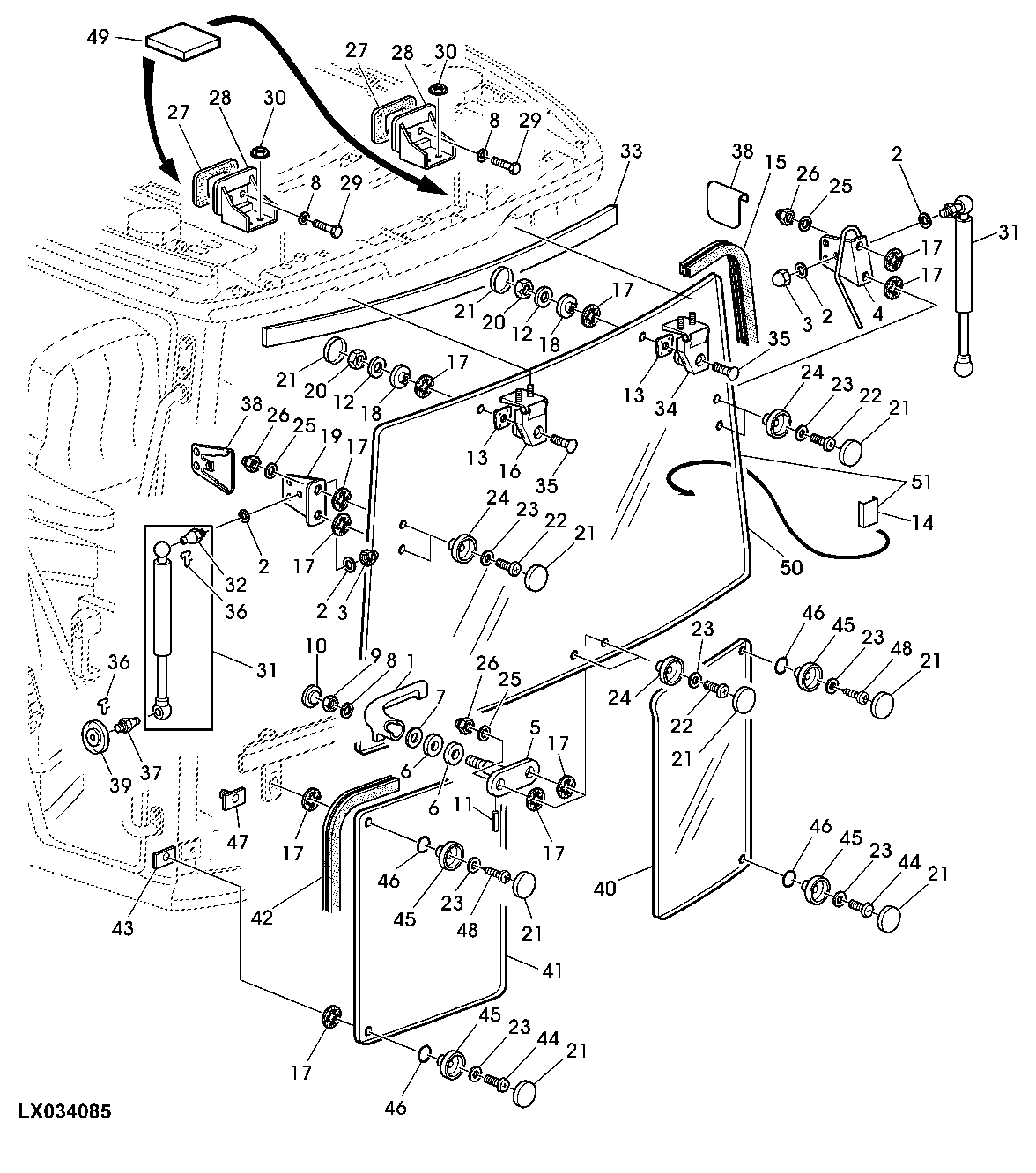 OPENING WINDSHIELD (WITH HYDRAULIC CAB SUSPENDED - HCS)