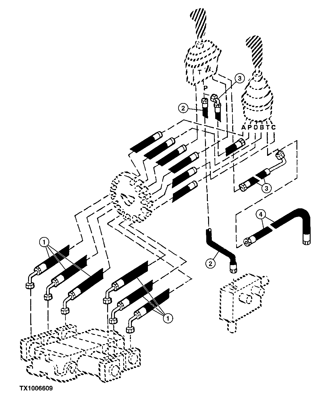 Pilot Lines (Single Lever Controller With Auxiliary Lever) ( - 585739)