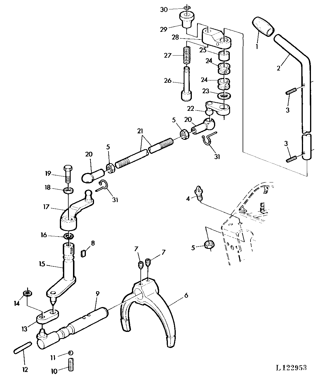 CREEPER TRANSMISSION CONTROL LEVER AND LINKAGE