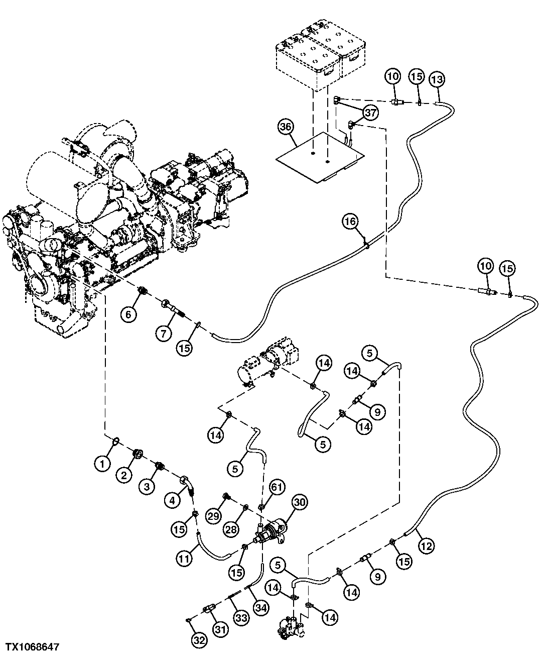 Fuel Fired Coolant Heater Lines (Cold Environment Option -30, -40)